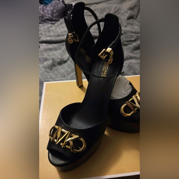 Michael Kors Black Heels with Gold Accents - Picture 1 of 3